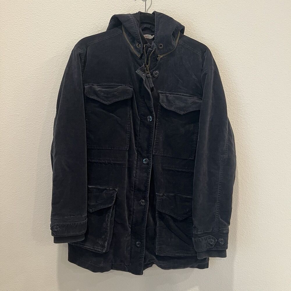 Faherty Brand Blue Military M-65 Jacket Size Small With Removable Hood